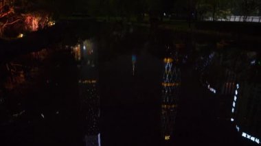 Gece saat guangzhou gökyüzü hava panorama. 4 k görüntüleri Çin