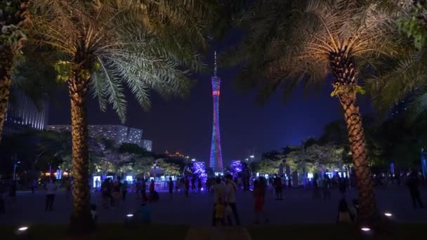 Guangzhou Jan Guangzhou Kanton Fernsehturm Guangzhou China Bunte Szene Von — Stockvideo