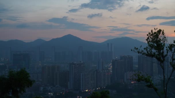 Zhuhai Stadsgezicht Avond Luchtfoto Panorama China — Stockvideo