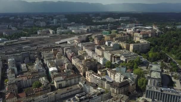 Footage Geneva Cityscape Panorama Ελβετία — Αρχείο Βίντεο