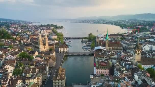 Film Zurich Stadsbilden Panorama Schweiz — Stockvideo