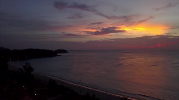 Phuket island buddha mountain sunset panorama 4k time lapse thThailand — стоковое видео