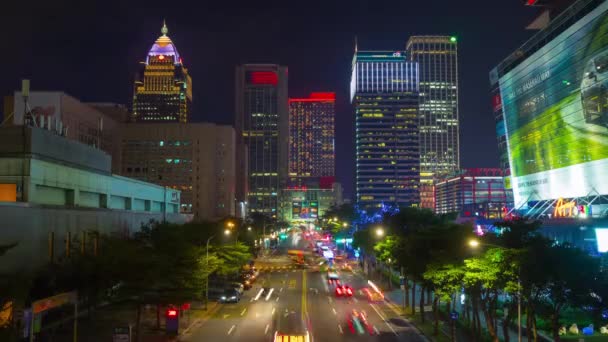 Noite Tempo Taipei Tráfego Cityscape Panorama Imagens China — Vídeo de Stock