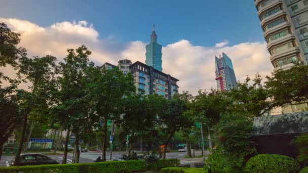 Hora Dia Taipei Panorama Paisagem Urbana Tráfego Imagens China — Vídeo de Stock