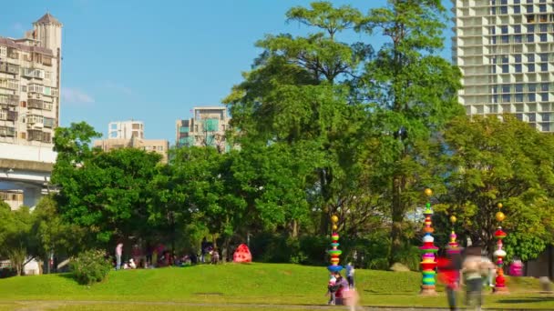 Taipei Park Panorama Záběry Čína — Stock video