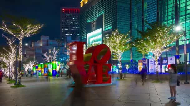Noc Czas Tajpej Ruch Miejski Panorama Nagrania Chiny — Wideo stockowe