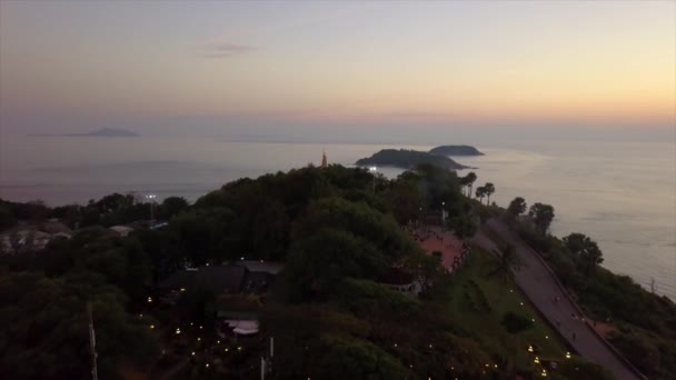 Phuket Insel Buddha Berg Sonnenuntergang Panorama 4k Zeitraffer Thailand — Stockvideo