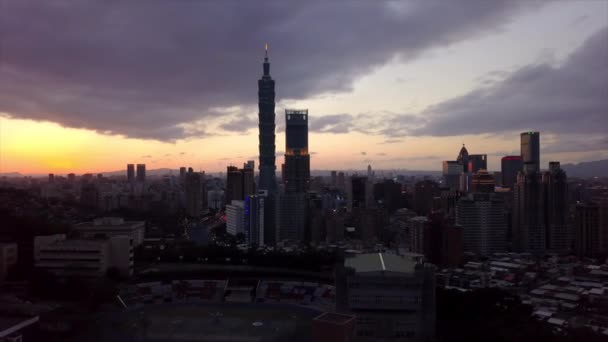Avond Tijd Taipei Stadsgezicht Panorama Beelden China — Stockvideo