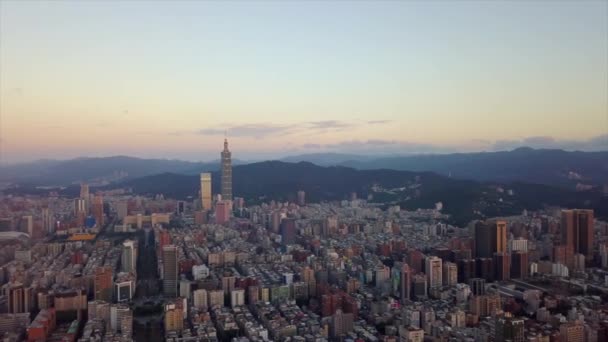 Orario Serale Taipei Panorama Paesaggistico Filmati Cina — Video Stock