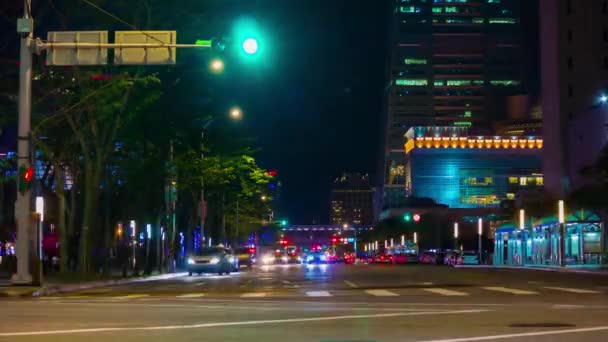 Night Time Taipei Traffic Cityscape Panorama Footage China — Stock Video