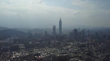 Gün zaman Taipei cityscape panorama. 4 k görüntüleri Çin