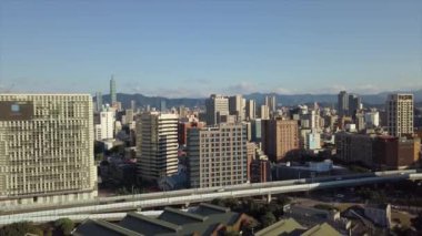 Gün zaman Taipei Rating cityscape panorama. 4 k görüntüleri Çin