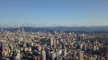 Gün zaman Taipei cityscape panorama. 4 k görüntüleri Çin