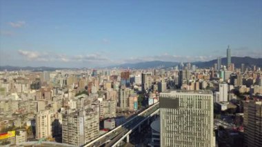 Gün zaman Taipei Rating cityscape panorama. 4 k görüntüleri Çin