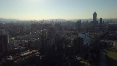Gün zaman Taipei cityscape panorama. 4 k görüntüleri Çin