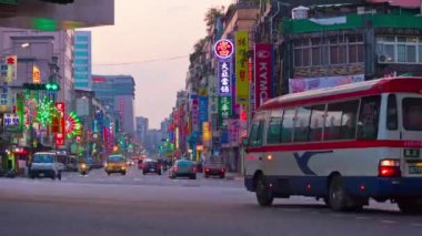 Gün zaman Taipei Rating cityscape panorama. 4 k görüntüleri Çin