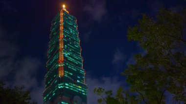 Taipei cityscape gökdelenler manzara. 4 k görüntüleri Çin