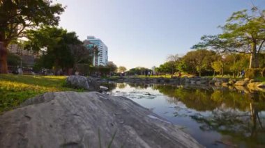 Taipei park panorama. 4 k görüntüleri Çin