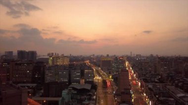 Gün zaman Taipei Rating cityscape panorama. 4 k görüntüleri Çin