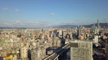 Gün zaman Taipei Rating cityscape panorama. 4 k görüntüleri Çin