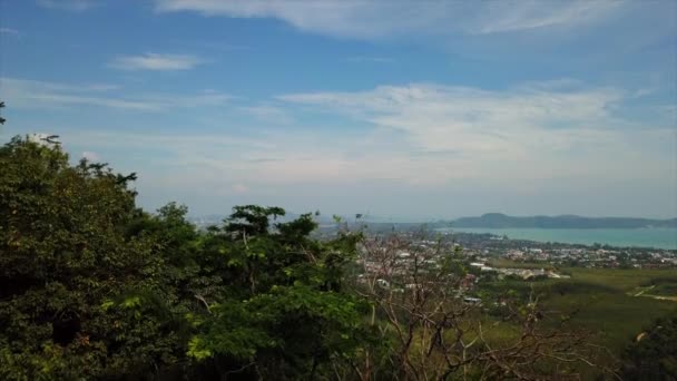 Phuket island buddha mountain sunset panorama 4k tid förflutit thailand — Stockvideo