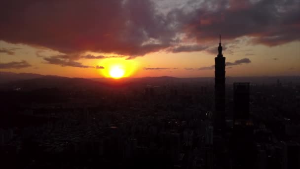 Avond Tijd Taipei Stadsgezicht Panorama Beelden China — Stockvideo