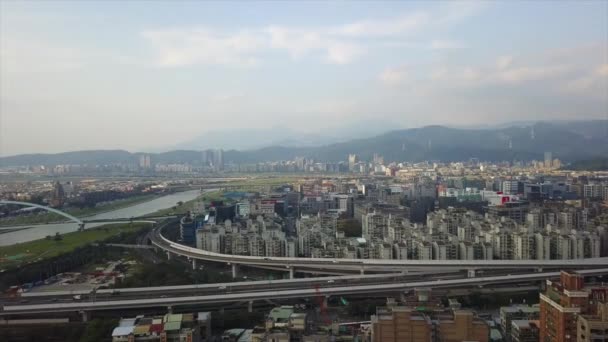 День Час Тайбей Трафіку Міський Пейзаж Панорама Кадри Китай — стокове відео