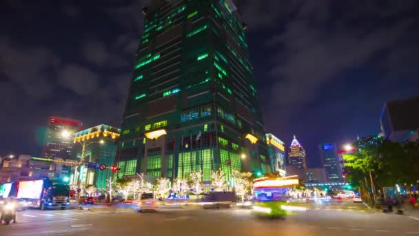 Gece Saat Taipei Rating Cityscape Panorama Görüntüleri Çin — Stok video