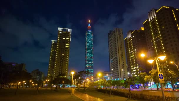 Panorama Nocturne Paysage Urbain Taipei Images Chine — Video