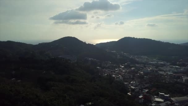 Phuket island buddha mountain sunset panorama 4k time lapse thailand — Stock Footage Phuket island buddha mountain sunset panorama 4k time lapse thailand Stock Video