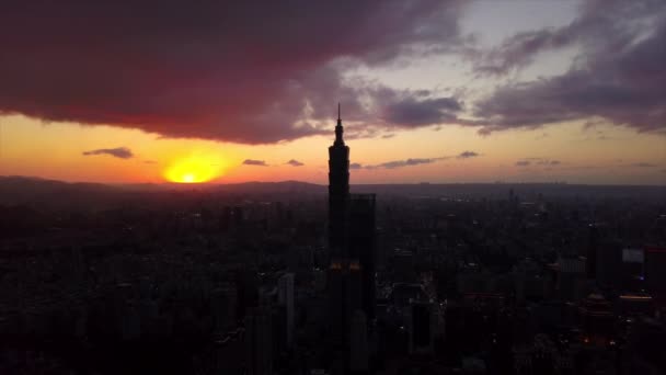 Zaman Taipei Cityscape Panorama Akşam Görüntüleri Çin — Stok video