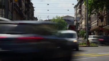 4 k Cenevre görüntüleri cityscape trafik, İsviçre  