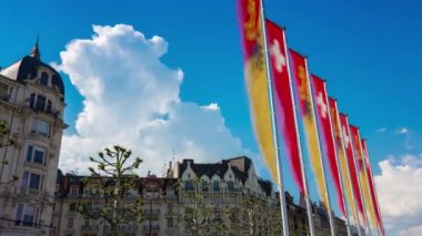 4k Görüntüler: Cenevre şehir manzarası, İsviçre  