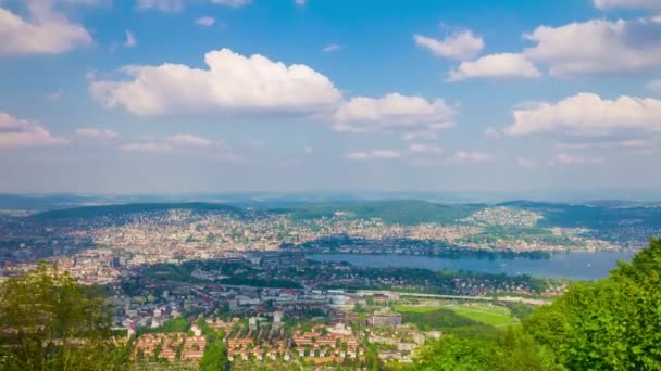 Съемка Городской Панорамы Цюриха Швейцария — стоковое видео