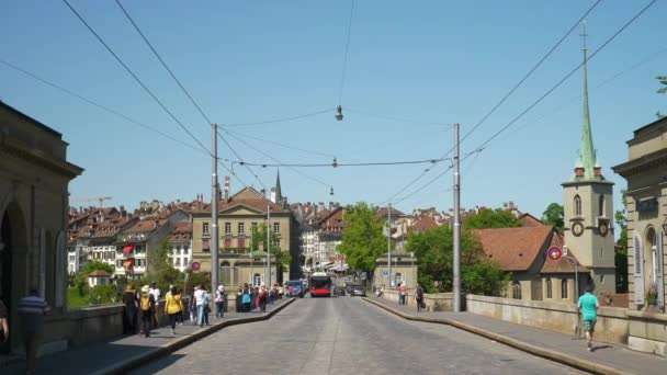 Imágenes Del Panorama Del Tráfico Urbano Berna Suiza — Vídeos de Stock