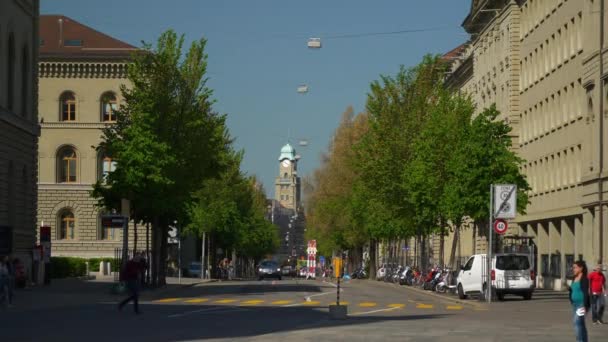 Film Bern Stadsbilden Trafik Panorama Schweiz — Stockvideo