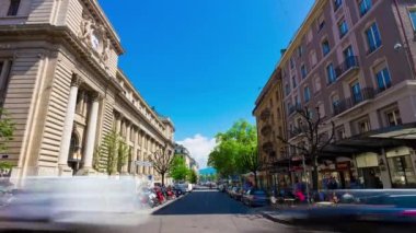 4 k Cenevre görüntüleri cityscape trafik, İsviçre  