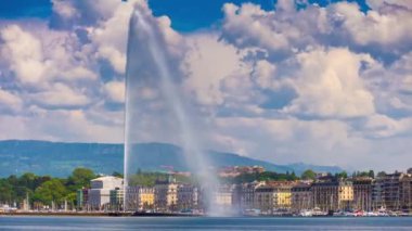 4k Görüntüler: Cenevre şehir manzarası, İsviçre  