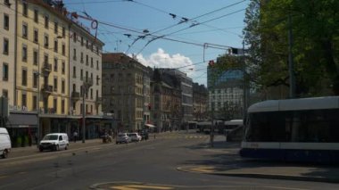 4 k Cenevre görüntüleri cityscape trafik, İsviçre  