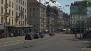 4 k Cenevre görüntüleri cityscape trafik, İsviçre  