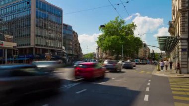 4 k Cenevre görüntüleri cityscape trafik, İsviçre  