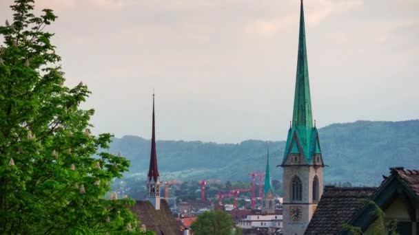 映像のチューリッヒ都市景観パノラマ スイス — ストック動画