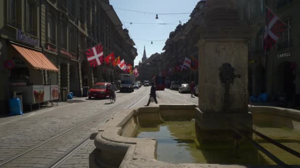 Footage Bern Cityscape Traffic Panorama Switzerland — Stock Video