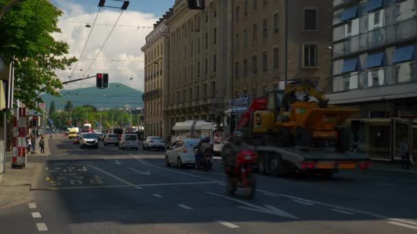 Video Del Traffico Urbano Ginevra Svizzera — Video Stock