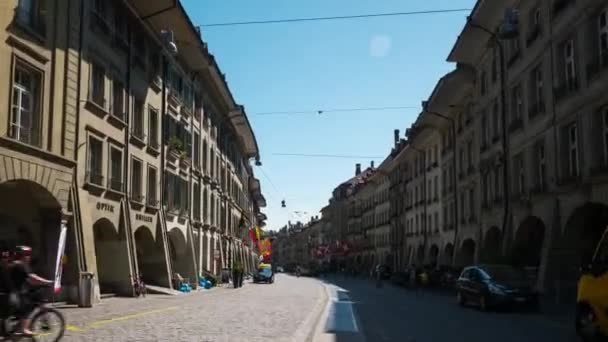 Кадри Женеві Міський Пейзаж Трафіку Швейцарія — стокове відео