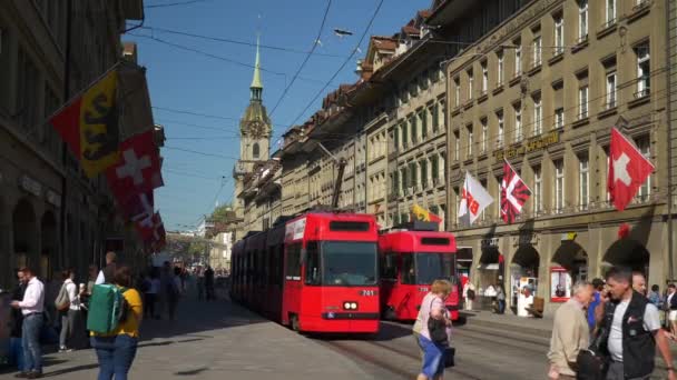 Imágenes Del Panorama Del Tráfico Urbano Berna Suiza — Vídeo de stock