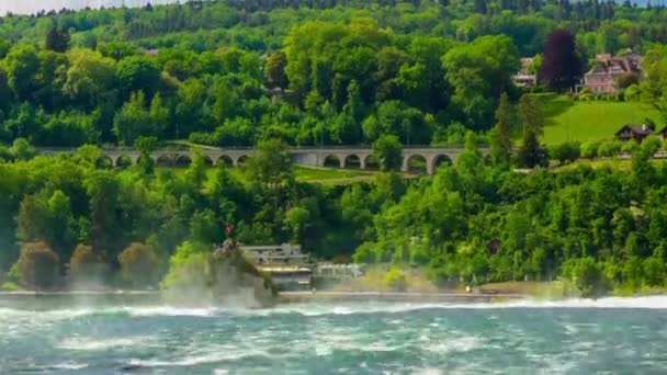 Film Genève Vattenfall Liggande Panorama Schweiz — Stockvideo