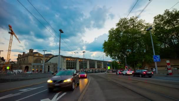 Zurich city street al tramonto — Video Stock