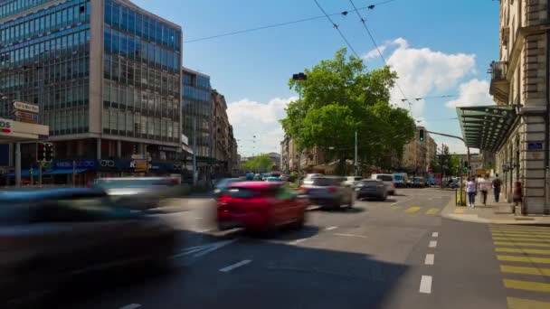 Film Genève Stadsbilden Trafik Schweiz — Stockvideo