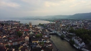 4 k görüntüleri Zürih'cityscape panorama, İsviçre  